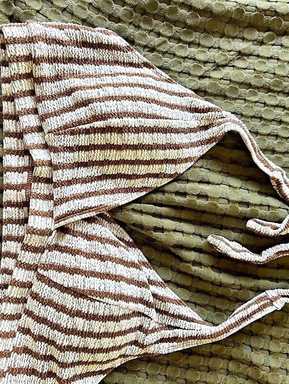 Striped Bikini Top in Brown & White Like New